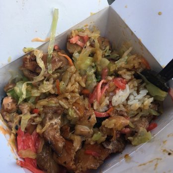 Hana Kitchen - Mini bowl with toppings (already mixed everything up bc I couldn't wait!) - Asian Fusion Near Me - Isla Vista, California