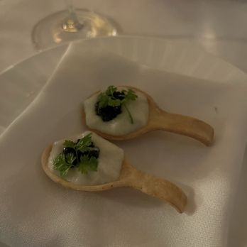 Marseille - Amuse bouche: caviar on edible spoons - French Near Me - New York, New York Marseille - Amuse bouche: caviar on edible spoons - French Near Me - New York, New York