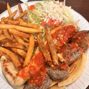 Sarah's Kabob Shop - Chicken steak mixed platter Kebab with Fries - Mediterranean Near Me - Greensboro, North Carolina Sarah's Kabob Shop - Chicken steak mixed platter Kebab with Fries - Mediterranean Near Me - Greensboro, North Carolina