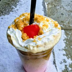 The Inkwell Coffee House - Look at this whip topping with strawberry shortcake crumb & a sweet candy treat
