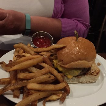 Red's Table - This was suppose to that dry Dry - Aged Beef Burger. 80% of the plate was soggy fries and monster brioche. - New American Near Me - Reston, Virginia Red's Table - This was suppose to that dry Dry - Aged Beef Burger. 80% of the plate was soggy fries and monster brioche. - New American Near Me - Reston, Virginia