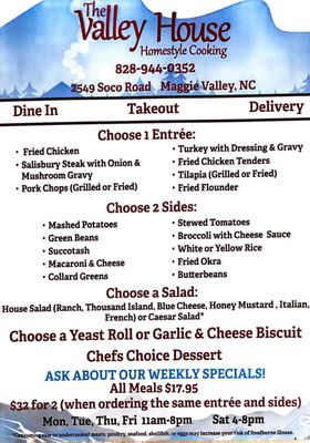 Menu photo 4 The Valley House Maggie Valley, NC