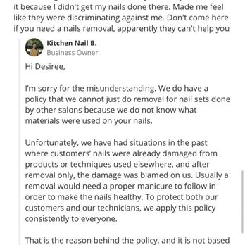 Kitchen Nail Bar - Brokaw - Owners reply to my original comment. - Nail Salons Near Me - San Jose, California
