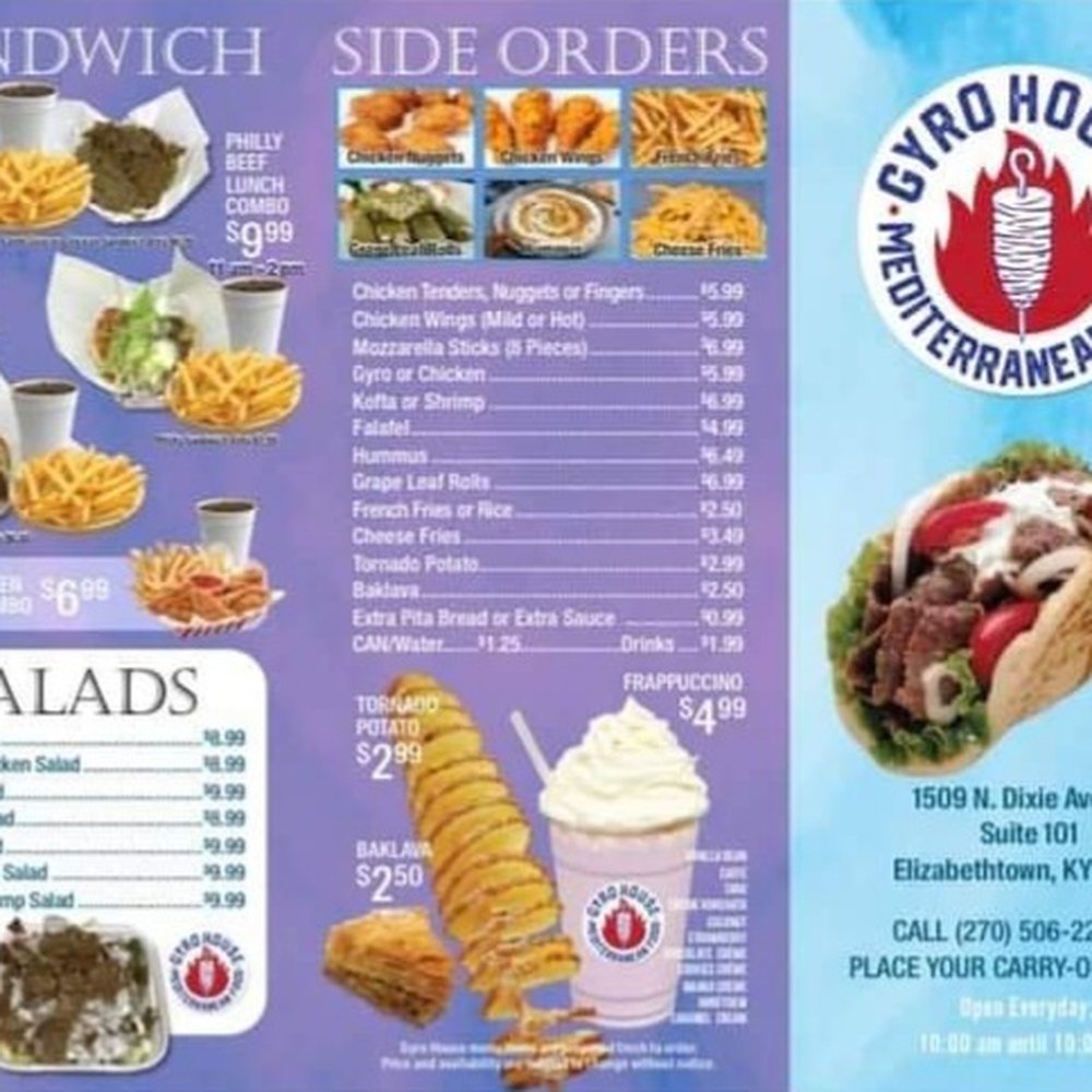 a menu for a sandwich side order a menu for a sandwich side order