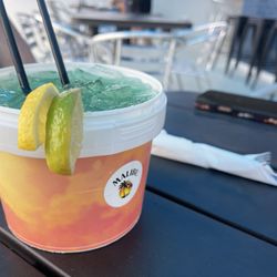Rum bucket.  Tasted so good, she didn't share!