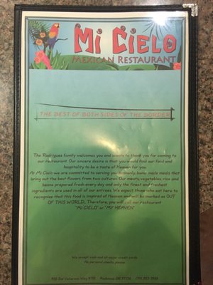Menu photo 4 Mi Cielo Mexican Restaurant Redmond, OR