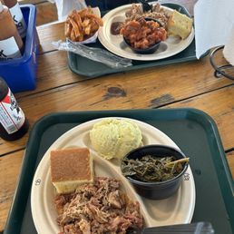 Bbq cornbread fries collard greens Bbq cornbread fries collard greens