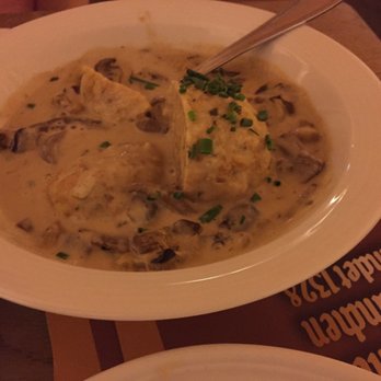 Augustiner-Keller - mushrooms and dumpling. - Bavarian Near Me - Munich, BY Augustiner-Keller - mushrooms and dumpling. - Bavarian Near Me - Munich, BY
