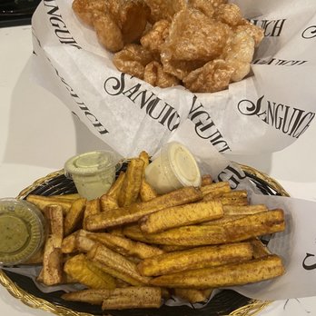 Sanguich - Plantain fries and chicharrones - Cuban Near Me - Miami, Florida Sanguich - Plantain fries and chicharrones - Cuban Near Me - Miami, Florida
