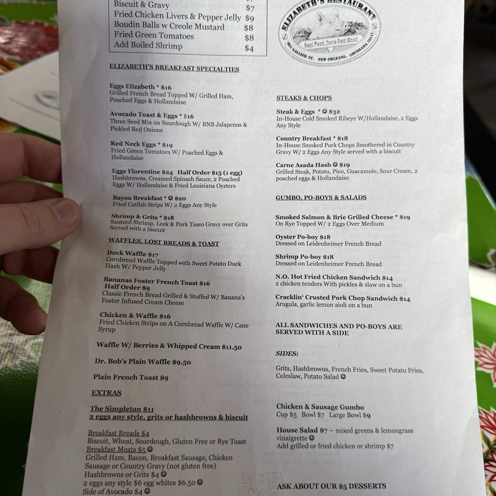 Elizabeth's Restaurant - Menu - Southern Near Me - New Orleans, Louisiana Elizabeth's Restaurant - Menu - Southern Near Me - New Orleans, Louisiana