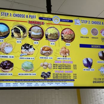 Beard Papa’s - Menu as of March 2025 - Desserts Near Me - Cerritos, California