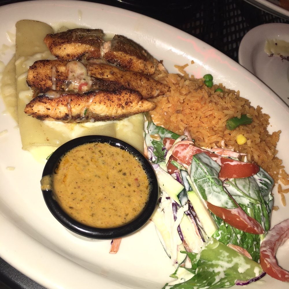 Amigos Aca Y alla - 9-17-2021 seafood enchiladas, rice, salad tossed in ranch. Chipotle sauce on the side. - Mexican Near Me - Richardson, Texas Amigos Aca Y alla - 9-17-2021 seafood enchiladas, rice, salad tossed in ranch. Chipotle sauce on the side. - Mexican Near Me - Richardson, Texas