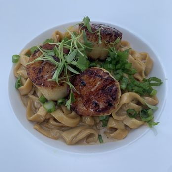 First & Oak - Food for the gods! Scallop linguine. - New American Near Me - Solvang, California