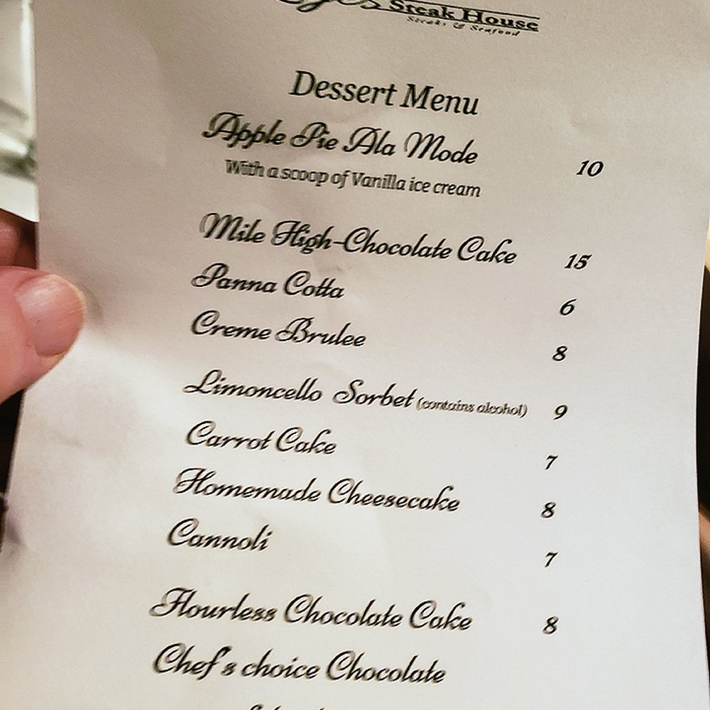 Reyes Steakhouse - Dessert menu - Steakhouses Near Me - Park Ridge, Illinois