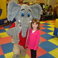 Jungle Joes Family Fun Center - Eli The Elephant celebrating a birthday party at Jungle Joe's Family Fun Center.