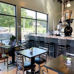 Ohio Roasting Company - There's bar seating (with lots of outlets) in the roasting room
