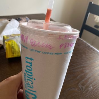 Tropical Smoothie Cafe - terrible handwriting to identify smoothie - Juice Bars & Smoothies Near Me - Harrisonburg, Virginia Tropical Smoothie Cafe - terrible handwriting to identify smoothie - Juice Bars & Smoothies Near Me - Harrisonburg, Virginia