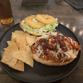 Mucho Mas! - Al Pastor Vegan Torta  Tortilla Chips  Apple Soda - Tex-Mex Near Me - Michigan City, Indiana