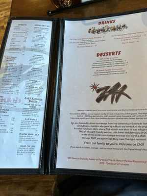 Menu photo 6 Zax Restaurant Moab, UT