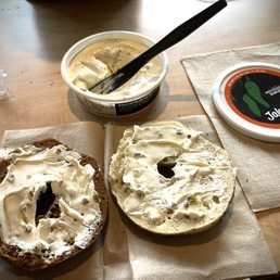 Pumpernickel + Poppyseed and Jalapeño Cream Cheese . . . Yum!!! Pumpernickel + Poppyseed and Jalapeño Cream Cheese . . . Yum!!!