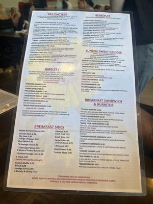 Menu photo 1 Sunrise Cafe Denver, NC