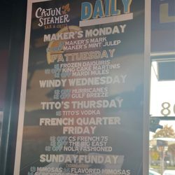 Cajun Steamer Bar and Grill - Drink menu