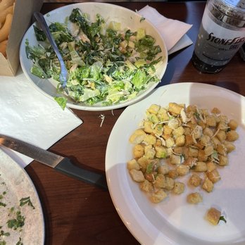 Stonefire Grill - Brea - Ceasar salad with very little lettuce and extra extra croutons for some reason - Barbeque Near Me - Brea, California