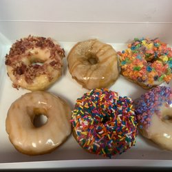 Crazy Glazed - Maple Bacon, Birthday, Cotton Candy, Fruity Pebbles, Apple Pie and Orange Dreamsicle Donuts