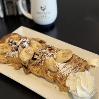 Speckled Hen Coffee - French toast special. Banana walnut with a maple tahini topping - Coffee & Tea Near Me - Strasburg, Pennsylvania Speckled Hen Coffee - French toast special. Banana walnut with a maple tahini topping - Coffee & Tea Near Me - Strasburg, Pennsylvania