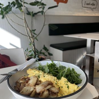 Bōm Dough - Egg scramble, arugula and potatoes - Breakfast & Brunch Near Me - Cambridge, Massachusetts Bōm Dough - Egg scramble, arugula and potatoes - Breakfast & Brunch Near Me - Cambridge, Massachusetts