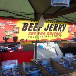 a display of beef jerky a display of beef jerky