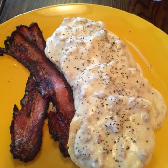 The Fusion Restaurant - Biscuits & gravy with a side of Applewood bacon. The sausage was homemade and really very tasty. - Southern Near Me - Wichita, Kansas The Fusion Restaurant - Biscuits & gravy with a side of Applewood bacon. The sausage was homemade and really very tasty. - Southern Near Me - Wichita, Kansas