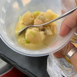 China King - What's left of the Roast Pork Wonton Soup with added scallions. Very good.