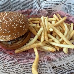 Hamburger and fries Hamburger and fries