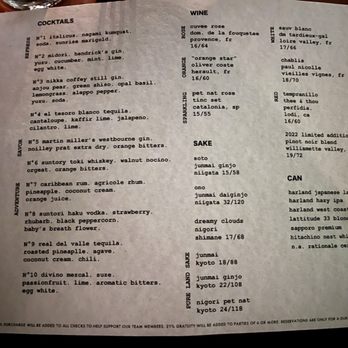 SAGO - Menu - Cocktail Bars Near Me - Encinitas, California