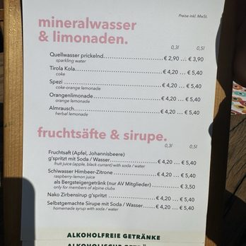 Berliner Hütte - Menu - Bed & Breakfast Near Me
