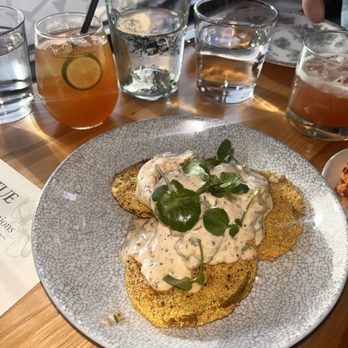 Virtue Restaurant - Fried green tomatoes with Large shrimp - Southern Near Me - Chicago, Illinois Virtue Restaurant - Fried green tomatoes with Large shrimp - Southern Near Me - Chicago, Illinois