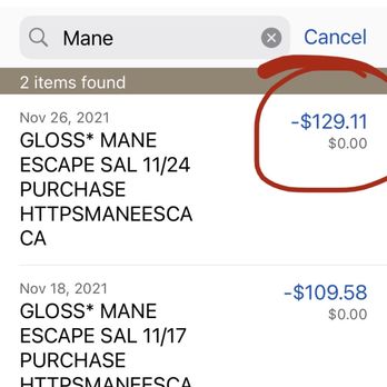Mane Escape Salon - 11/16 - charge for a simple haircut 11/26 - charge for not showing (50% of an amount she came up with for a few pink tips). - Hair Salons Near Me - Lakewood, California Mane Escape Salon - 11/16 - charge for a simple haircut 11/26 - charge for not showing (50% of an amount she came up with for a few pink tips). - Hair Salons Near Me - Lakewood, California