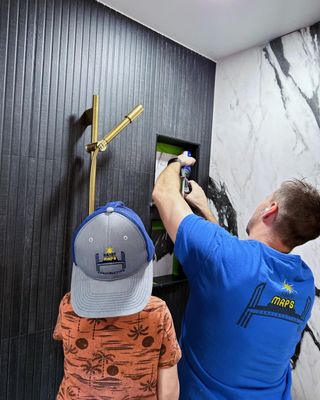 Master Bath remodel - This update was an entire bathroom gut, moved some walls, deleted the old hall closets and built a walk in closet with a window. And a BEAUTIFUL shower room Master Bath remodel - This update was an entire bathroom gut, moved some walls, deleted the old hall closets and built a walk in closet with a window. And a BEAUTIFUL shower room