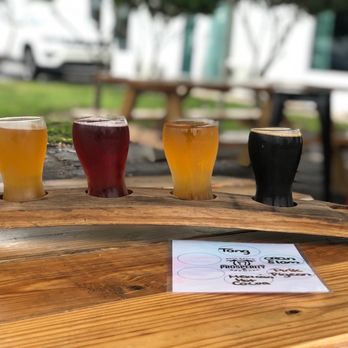 Prosperity Brewers - Flight (Tang, Cran Slam, Pink Pigeon, Mexican Hot Cocoa) - Breweries Near Me - Boca Raton, Florida Prosperity Brewers - Flight (Tang, Cran Slam, Pink Pigeon, Mexican Hot Cocoa) - Breweries Near Me - Boca Raton, Florida