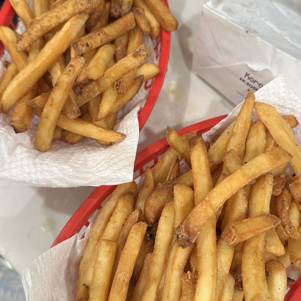 Fries that I had to re-fry when I got home to make it well-done. Fries that I had to re-fry when I got home to make it well-done.
