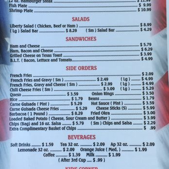Liberty Cafe - Menu side 2 - American Near Me - Freer, Texas Liberty Cafe - Menu side 2 - American Near Me - Freer, Texas