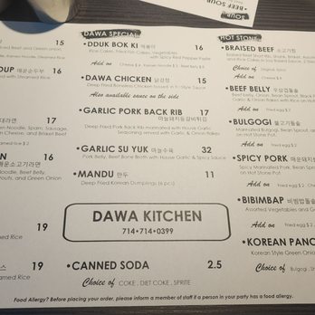 Dawa Kitchen - The Menu is simple but pack with flavors - Korean Near Me - Garden Grove, California
