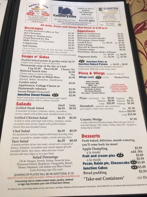 Menu photo 2 Country Junction Restaurant Smicksburg, PA