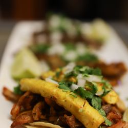 Pastores + Brunch - PASTOR TACOS LIKE MEXICO CITY ROASTED PORK GRILL PINEAPPLE CILANTRO AND ONIONS