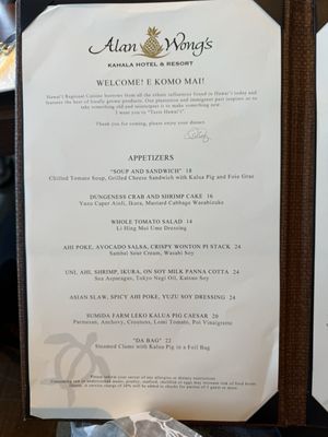 Menu photo 6 Alan Wongs Kahala Honolulu, HI