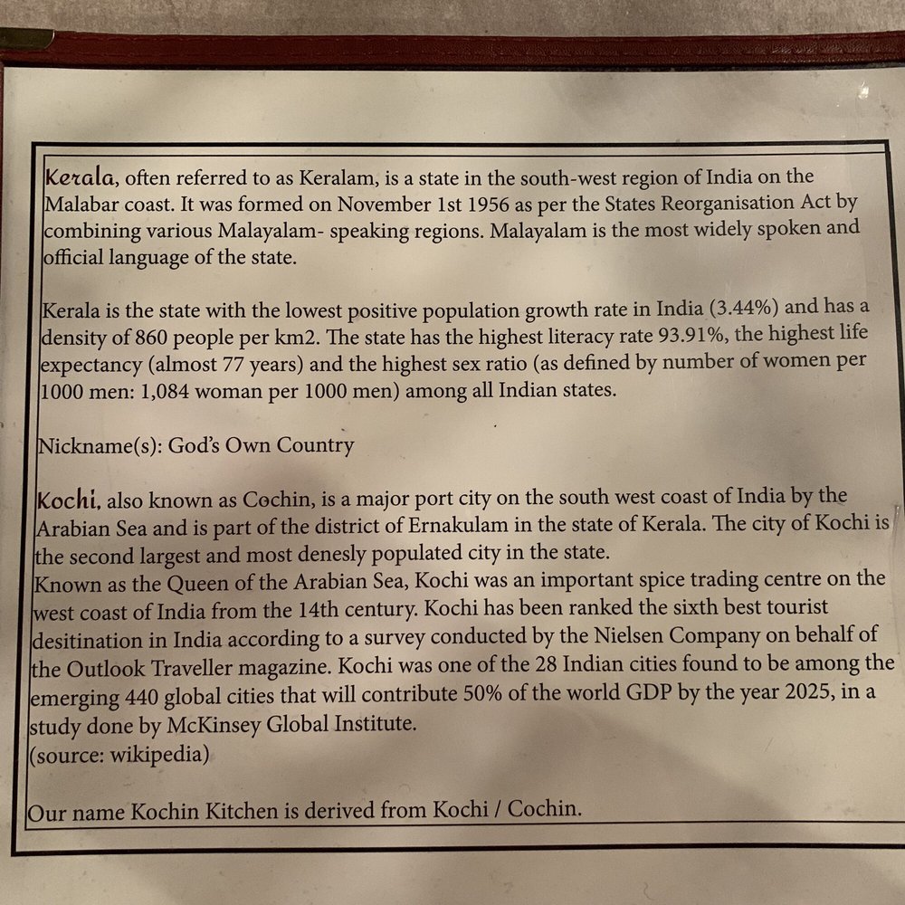 Kochin Kitchen - Back of menu - Indian Near Me - Ottawa, Ontario Kochin Kitchen - Back of menu - Indian Near Me - Ottawa, Ontario