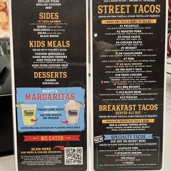 Rusty Taco - Menu - Tacos Near Me - Midland, Texas