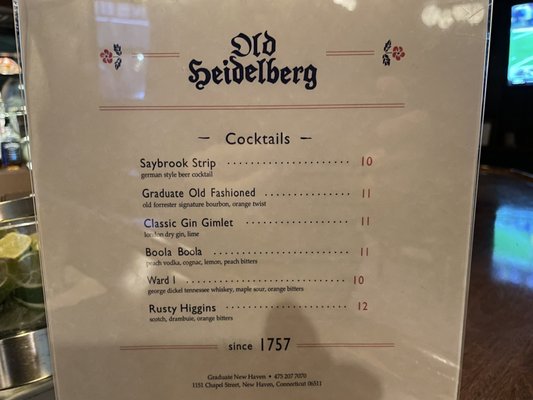 Menu photo 3 Old Heidelberg New Haven, CT
