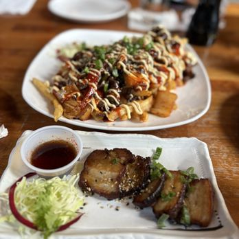 Yasuke Ramen & Bar - Pork belly appetizer and the bulgogi fries appetizer! Huge portion on the fries !! - Ramen Near Me - McAllen, Texas Yasuke Ramen & Bar - Pork belly appetizer and the bulgogi fries appetizer! Huge portion on the fries !! - Ramen Near Me - McAllen, Texas